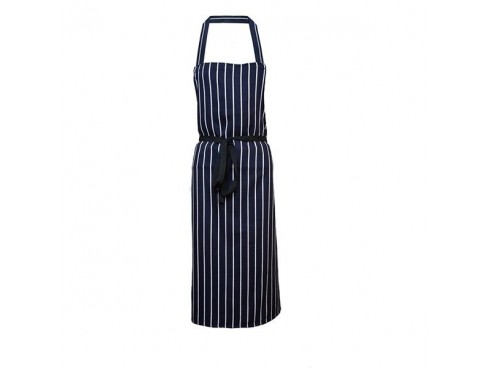 APRON BIB BUTCHER NAVY/WHITE 100X90CM