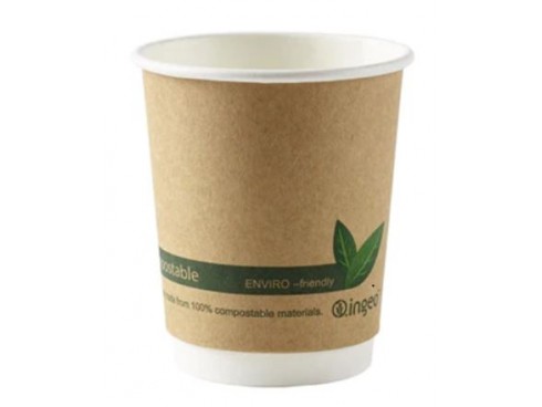 CUP COMPOSTABLE DOUBLE WALL KRAFT 8OZ