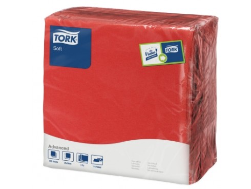 NAPKIN TORK 3PLY 4FOLD RED 39CM