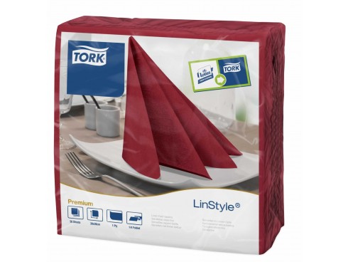 NAPKIN LINSTYLE PREM 4FOLD BURGUNDY 39CM