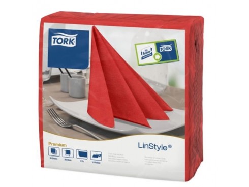NAPKIN TORK LINSTYLE 4FOLD RED 39CM