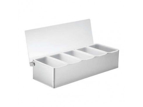 CONDIMENT HOLDER 5 COMP WHITE 15X5X3"