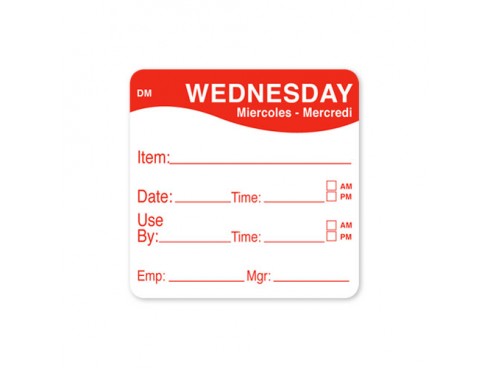 LABEL DISSOLVABLE USE BY WEDNESDAY 2X2"