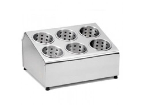 FLATWARE HOLDER CYLINDER 2 TIER 6 HOLE S/S