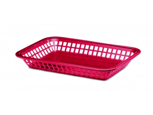 GRANDE BASKET RECTANGULAR PLASTIC RED