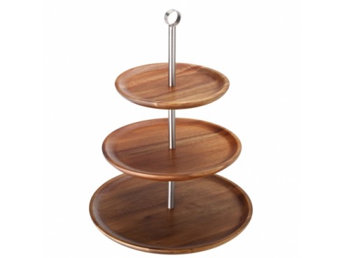 ACACIA PLATTER SHARING WOODEN 3 TIER