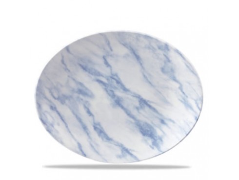 PLATE OVAL COUPE BLUE MARBLE 31.7X25.5CM