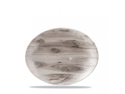 PLATE SEPIA WOOD OVAL COUPE 19.7X16CM