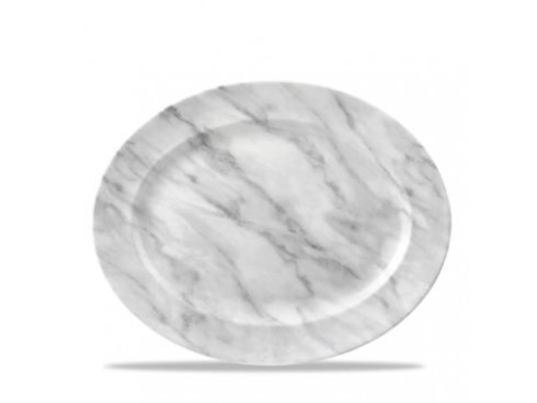 DISH RIMMED OVAL GREY MARBLED
