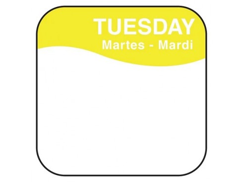 LABEL REMOVABLE SQUARE TUESDAY 1"