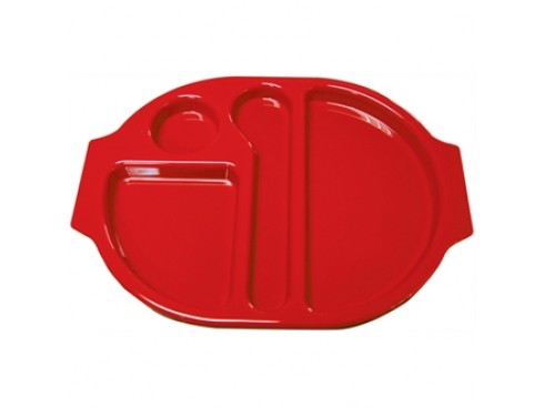 TRAY MEAL MELAMINE RED  322X236MM