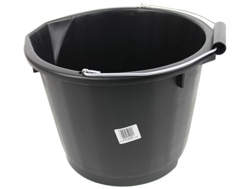 BUCKET PLASTIC BUILDERS BLACK 14LT
