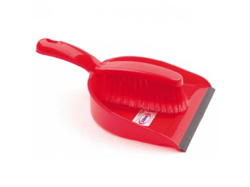 DUSTPAN AND BRUSH SOFT RED