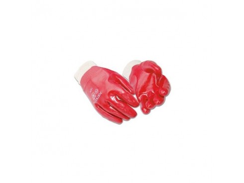 GLOVES PVC KNIT WRIST RED LARGE 9