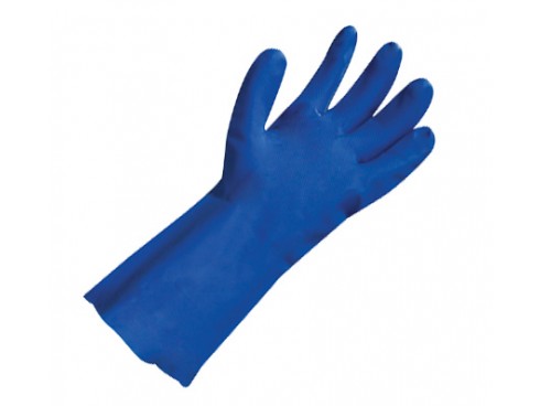 GLOVES NITRILE FLOCK LINED BLUE SMALL