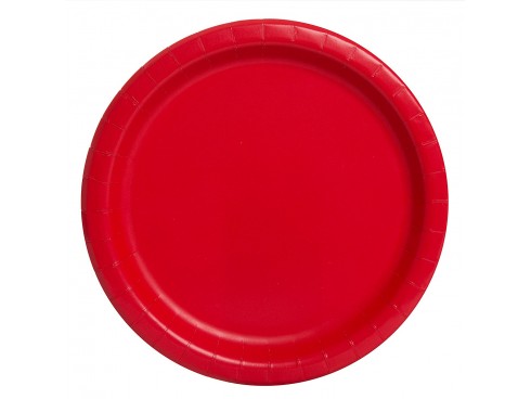PLATE PAPER RED 9"