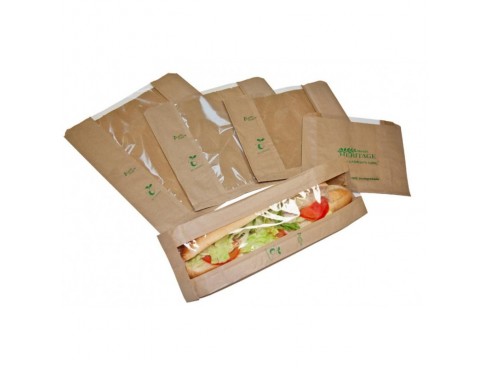 BAG COMPOSTABLE KRAFT WINDOW 7X7