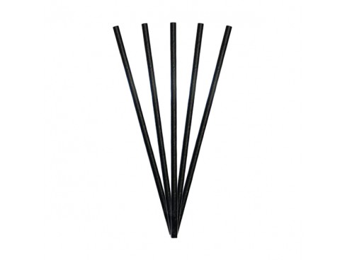 STRAW PAPER BLACK 8" 200X6MM