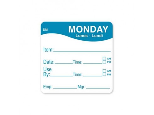 LABEL DISSOLVABLE USE BY MONDAY 2X2"