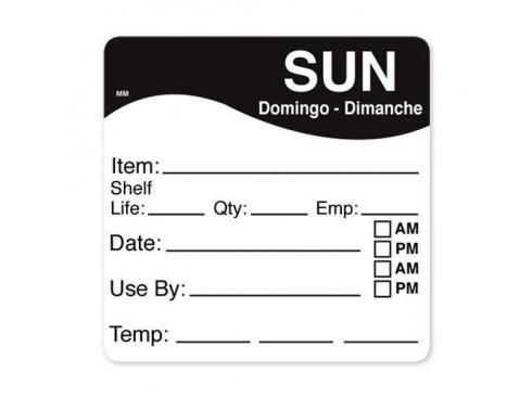 LABEL DISSOLVABLE USE BY SUNDAY 2X2"