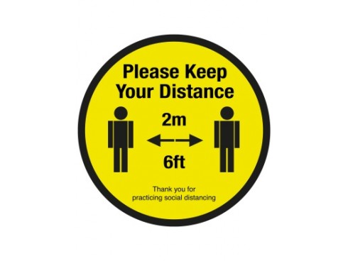 SIGN FLOOR 2M DISTANCE 30CM