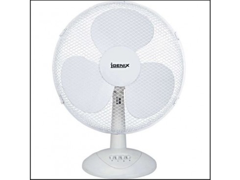 FAN DESK OSCILLATING 3-SPEED WHITE 12"