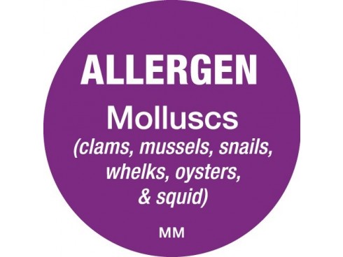 LABEL ALLERGEN MOLLUSCS 1" CIRCLE