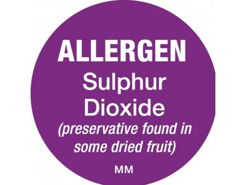 LABEL ALLERGEN SUPLHUR DIOXIDE 1" CIRCLE