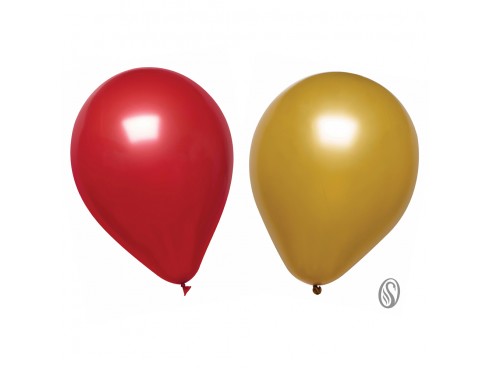 BALLOONS RED/GOLD METALLIC 12"