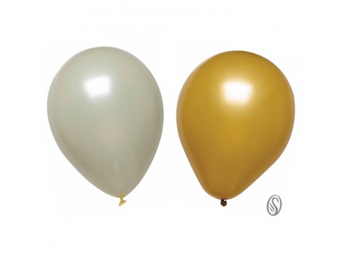 BALLOONS CREAM/GOLD METALLIC 12"