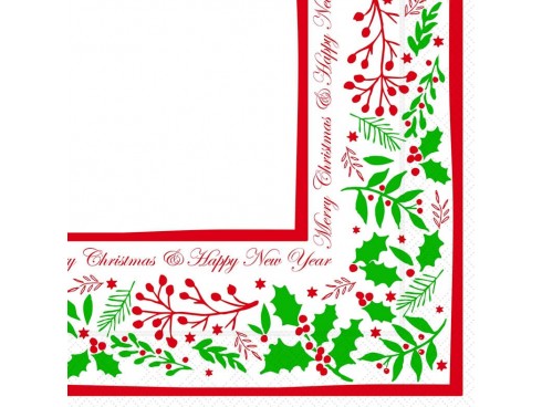 JOLLY HOLLY NAPKIN READIFOLD 40CM 2 PLY