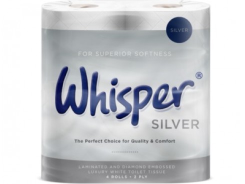 ROLL TOILET WHISPER SILVER 2PLY