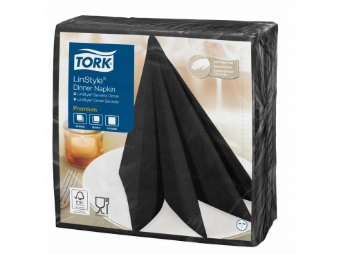NAPKIN TORK LINSTYLE 4FOLD BLACK 39CM