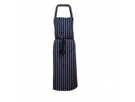 APRON BIB BUTCHER NAVY/WHITE 100X90CM