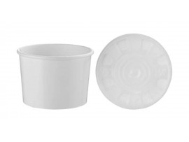 CONTAINER PAPER AND LID PLASTIC WHITE 12OZ