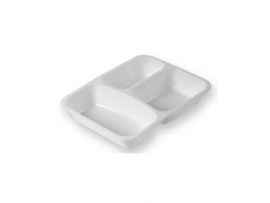 TRAY WHITE 3 COMP 225X175X38MM