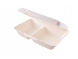 BOX FOOD CLAMSHELL BAGASSE VEGWARE 2-COMP