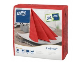NAPKIN TORK LINSTYLE 4FOLD RED 39CM