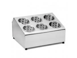 FLATWARE HOLDER CYLINDER 2 TIER 6 HOLE S/S