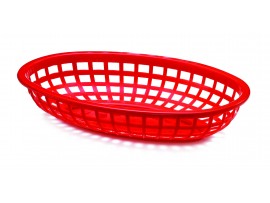 CLASSIC BASKET OVAL PLASTIC RED 9X6X2"