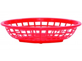 BASKET SIDE ORDER OVAL PLASTIC RED