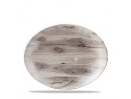 PLATE SEPIA WOOD OVAL COUPE 31.7X25.5CM