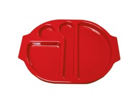 TRAY MEAL MELAMINE RED  322X236MM
