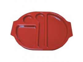 TRAY MEAL MELAMINE RED 375X278MM