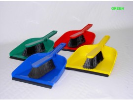 DUSTPAN AND BRUSH STIFF GREEN