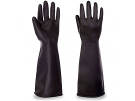 GLOVES RUBBER GAUNTLET BLACK MEDIUM