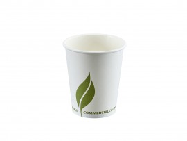 CUP SINGLE WALL LEAF 2 WHITE 8OZ