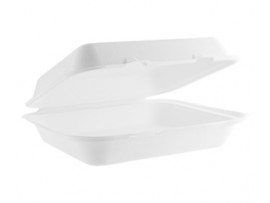 BOX FOOD DISPOSABLE HINGED BAGASSE 9X8"