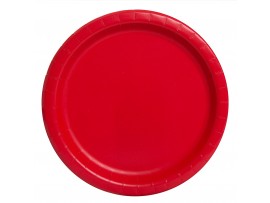 PLATE PAPER RED 9"