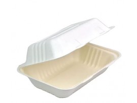 BOX FOOD CLAMSHELL BAGASSE 9X6"